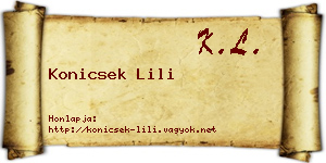 Konicsek Lili névjegykártya